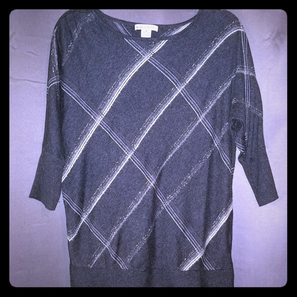Liz Claiborne Gray and White Sparkly Sweater - Picture 1 of 3